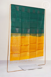Dark Green Soft Silk Saree with Floral Butta
