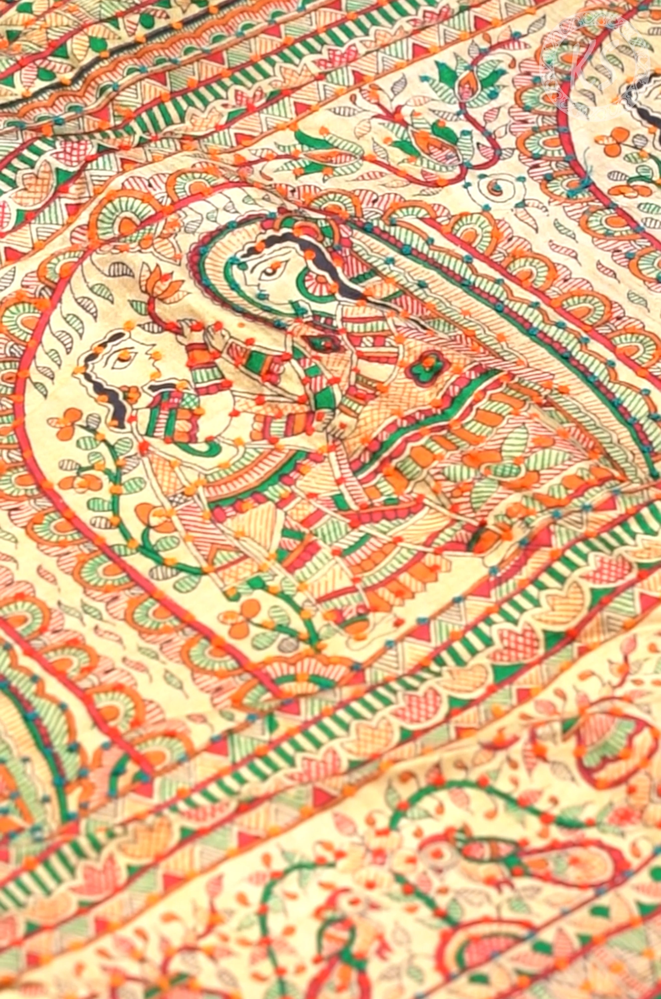 Green Tussar Saree with Kandhari Print