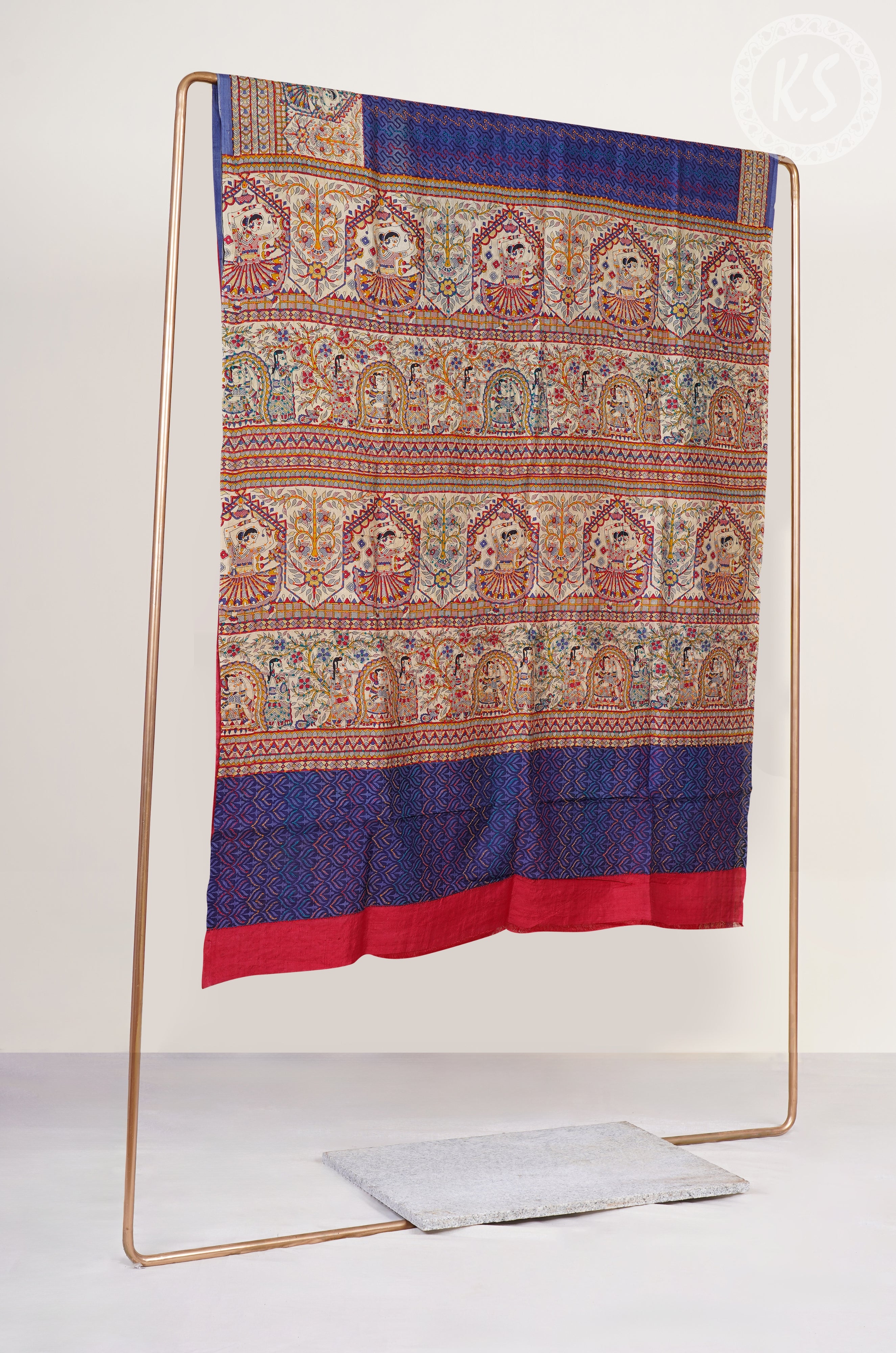Blue Tussar Saree with Kandhari Print