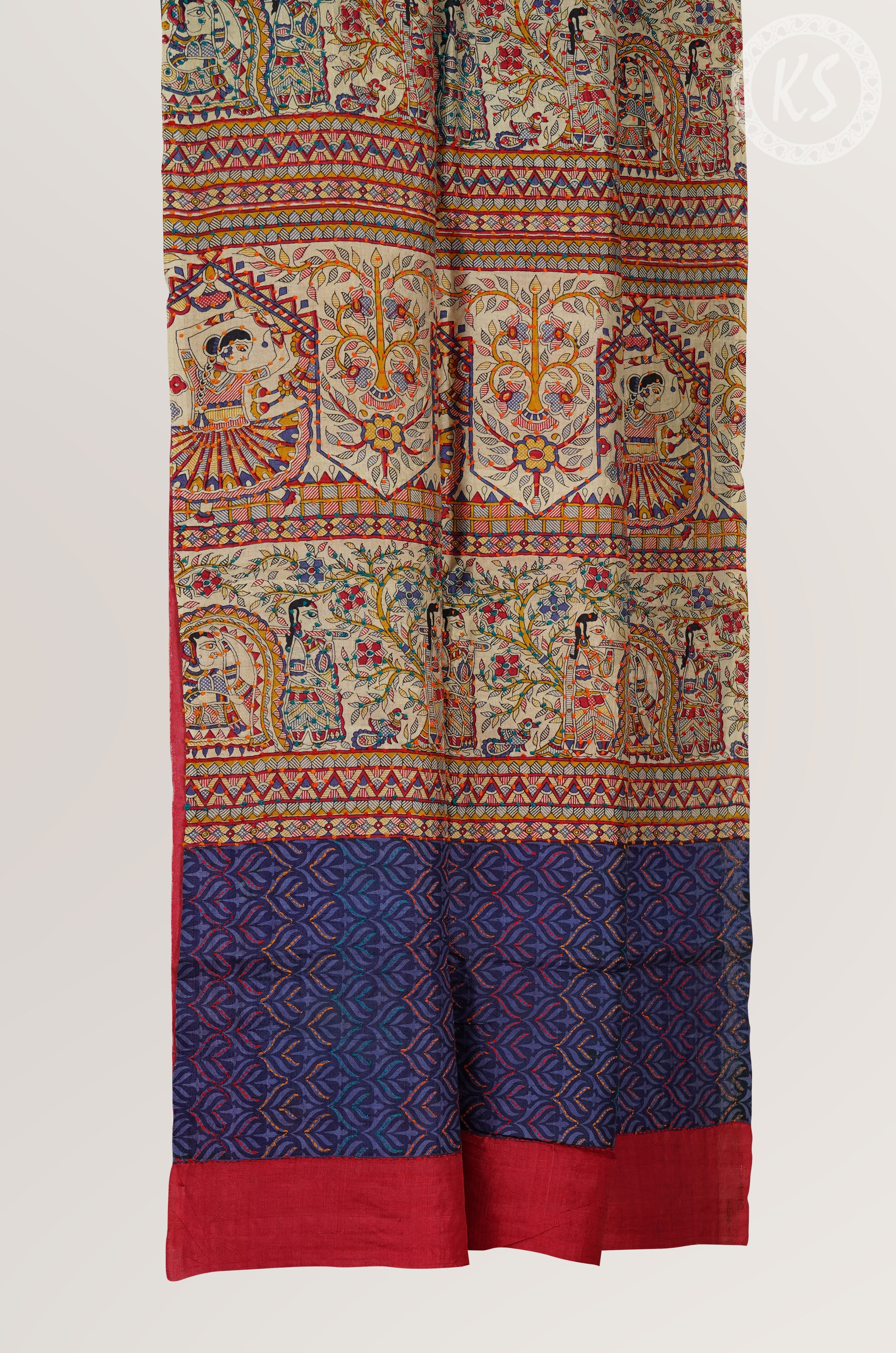 Blue Tussar Saree with Kandhari Print