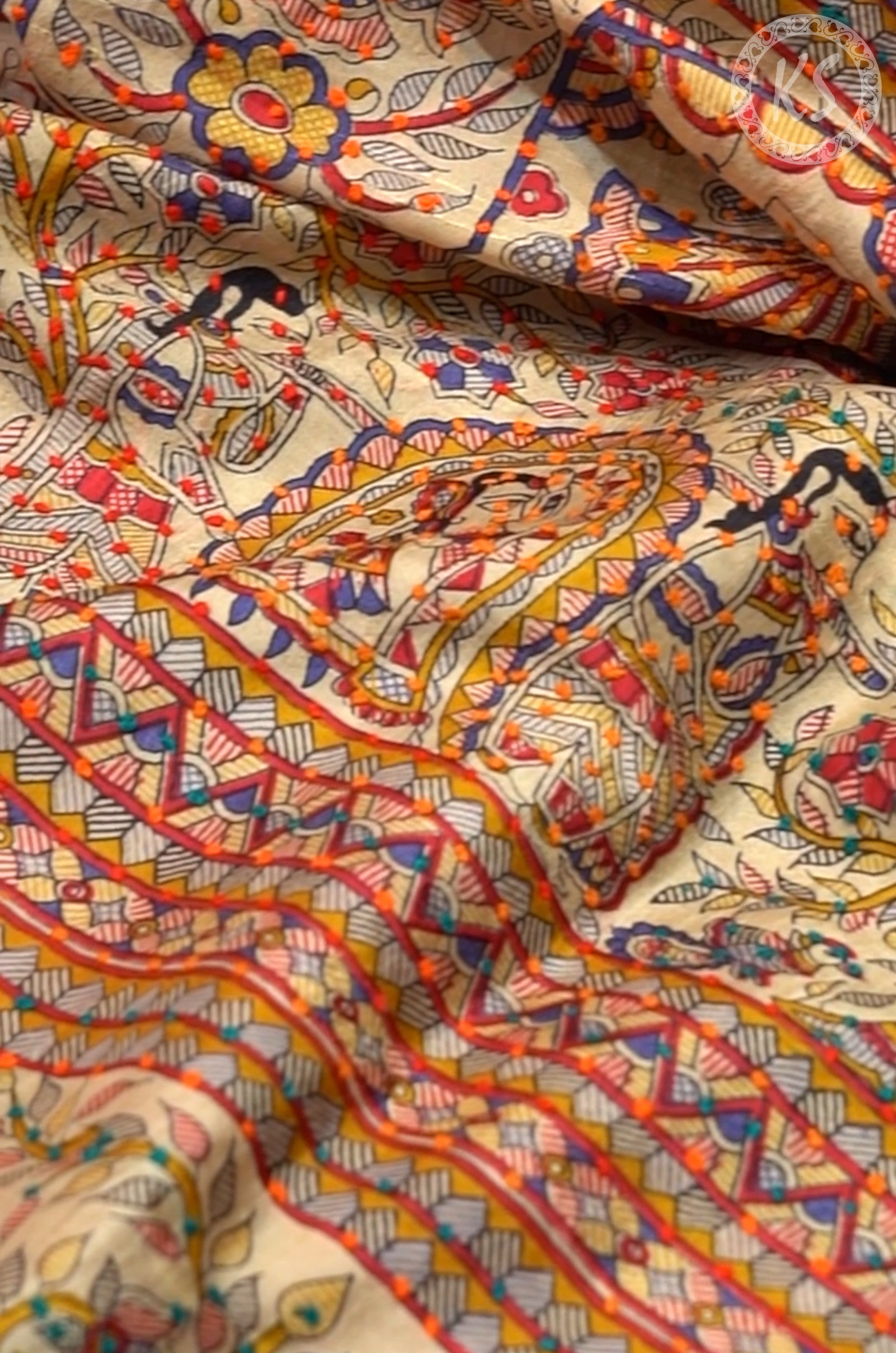 Blue Tussar Saree with Kandhari Print