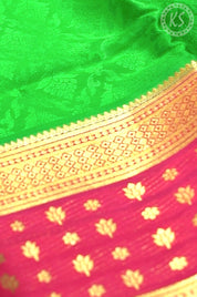 Kelly Green Mysore Silk Saree with Embossed
