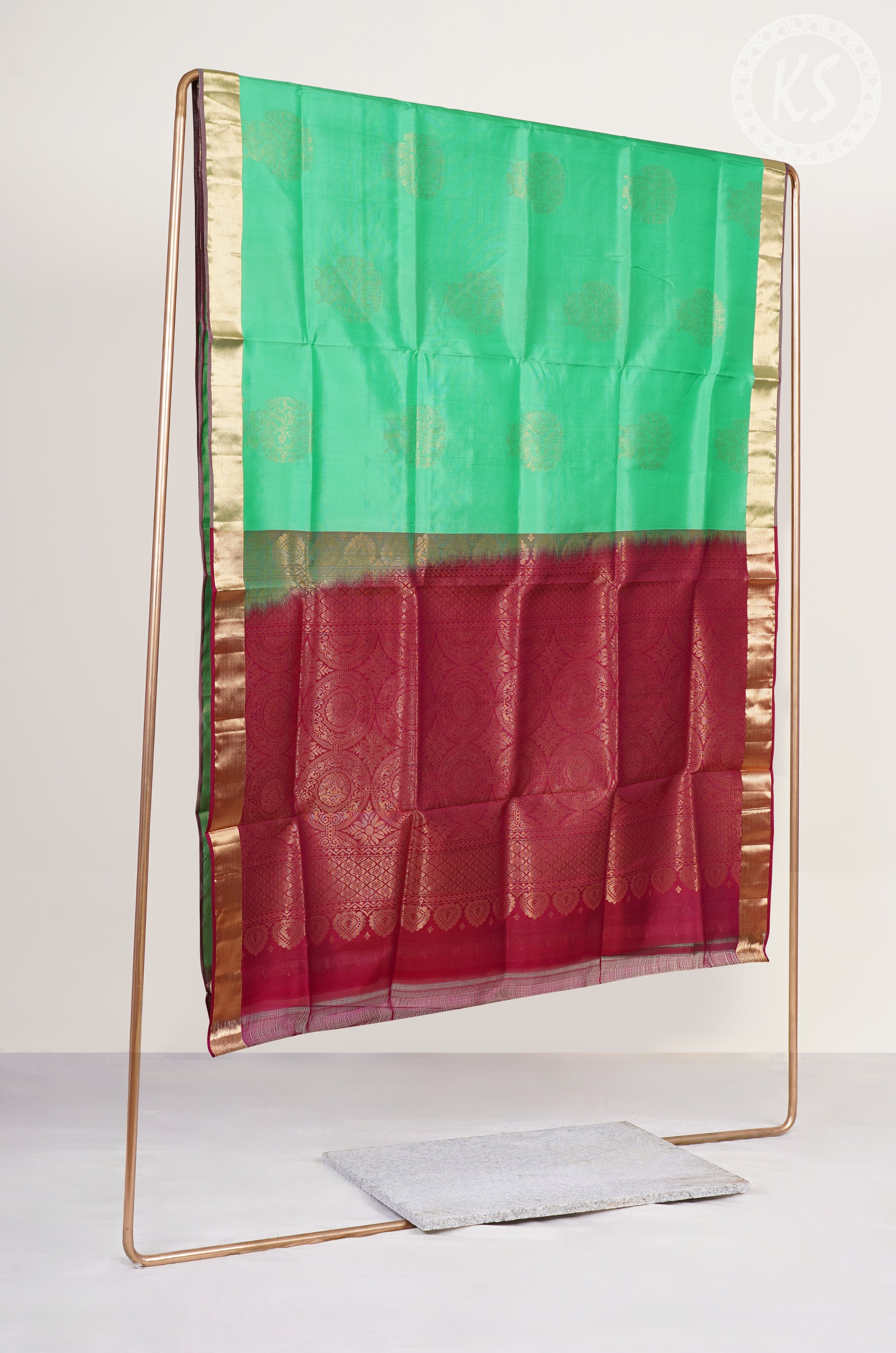 Pista Green Floral Butta soft silk Saree