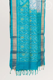 White Ikkat Print Soft Silk Saree