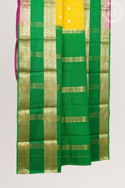 Yellow Mysore Silk Saree with Rangoli Butta