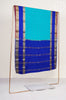 Sky Blue Mysore Silk Saree with Floral Butta
