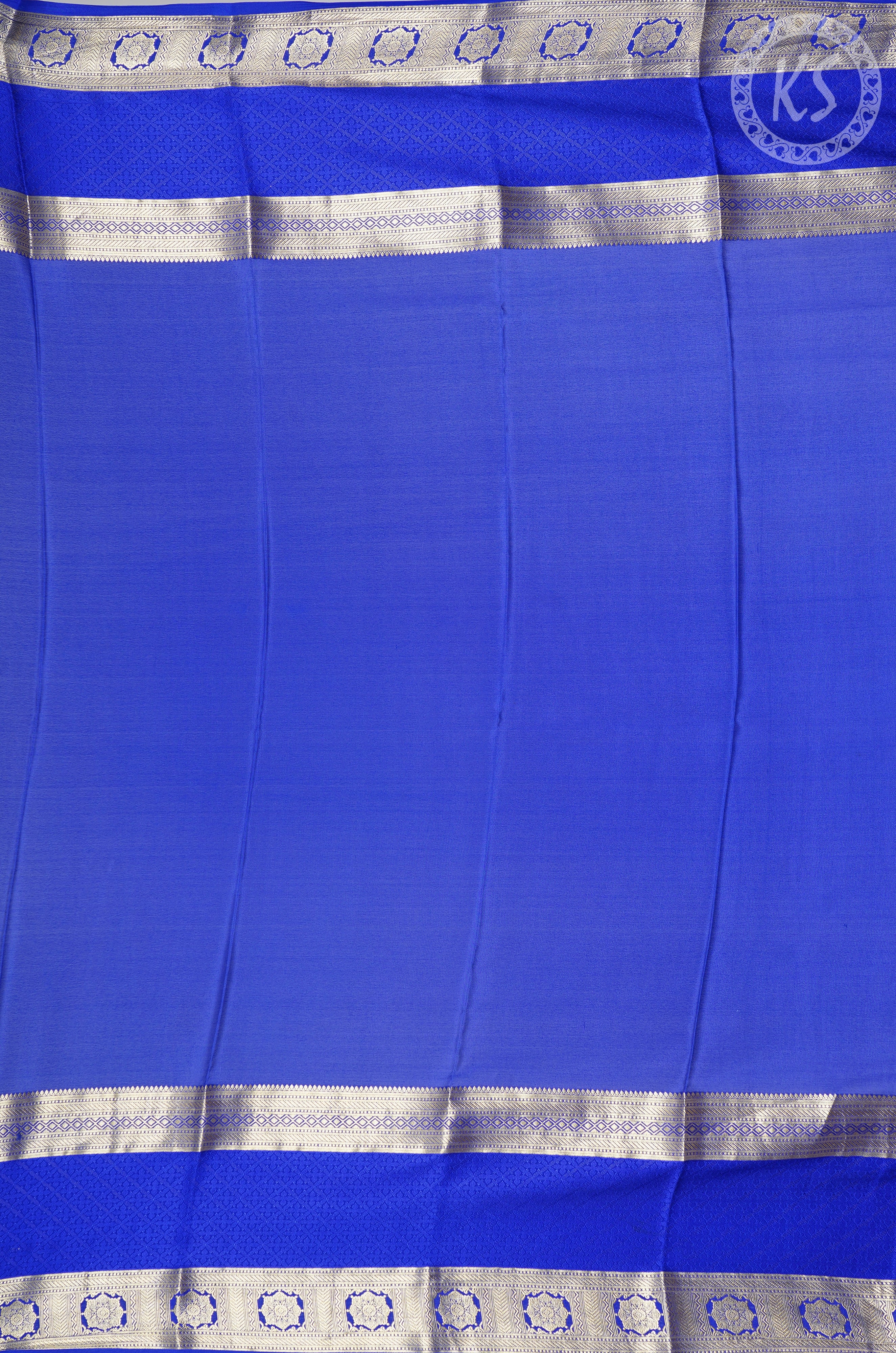 Sky Blue Mysore Silk Saree with Floral Butta