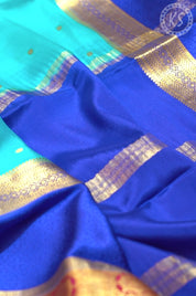 Sky Blue Mysore Silk Saree with Floral Butta