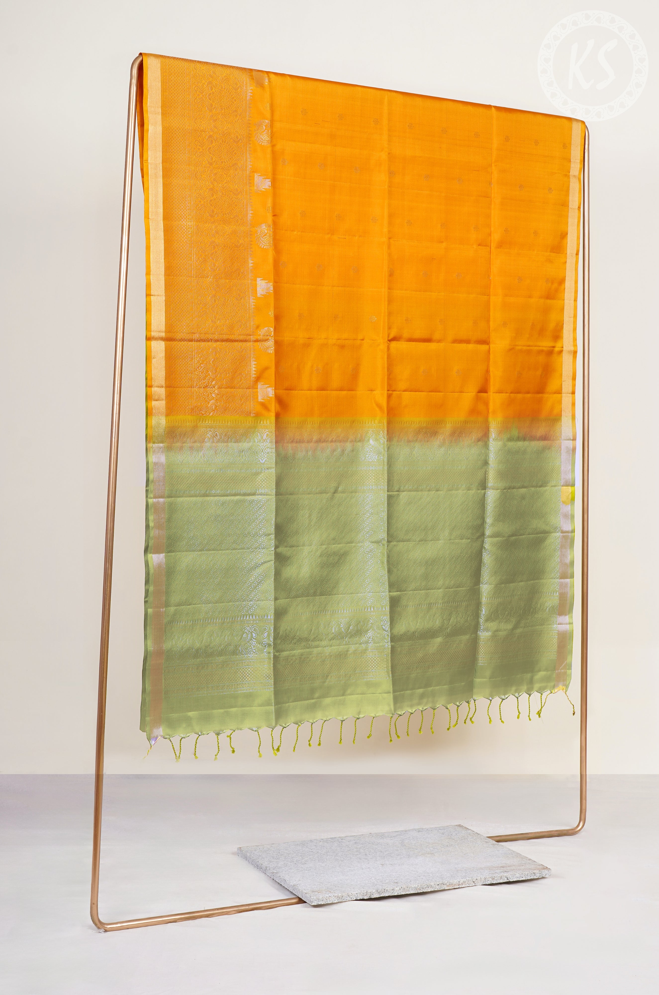 Orange Soft Silk Saree with Floral Butta