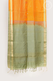 Orange Soft Silk Saree with Floral Butta
