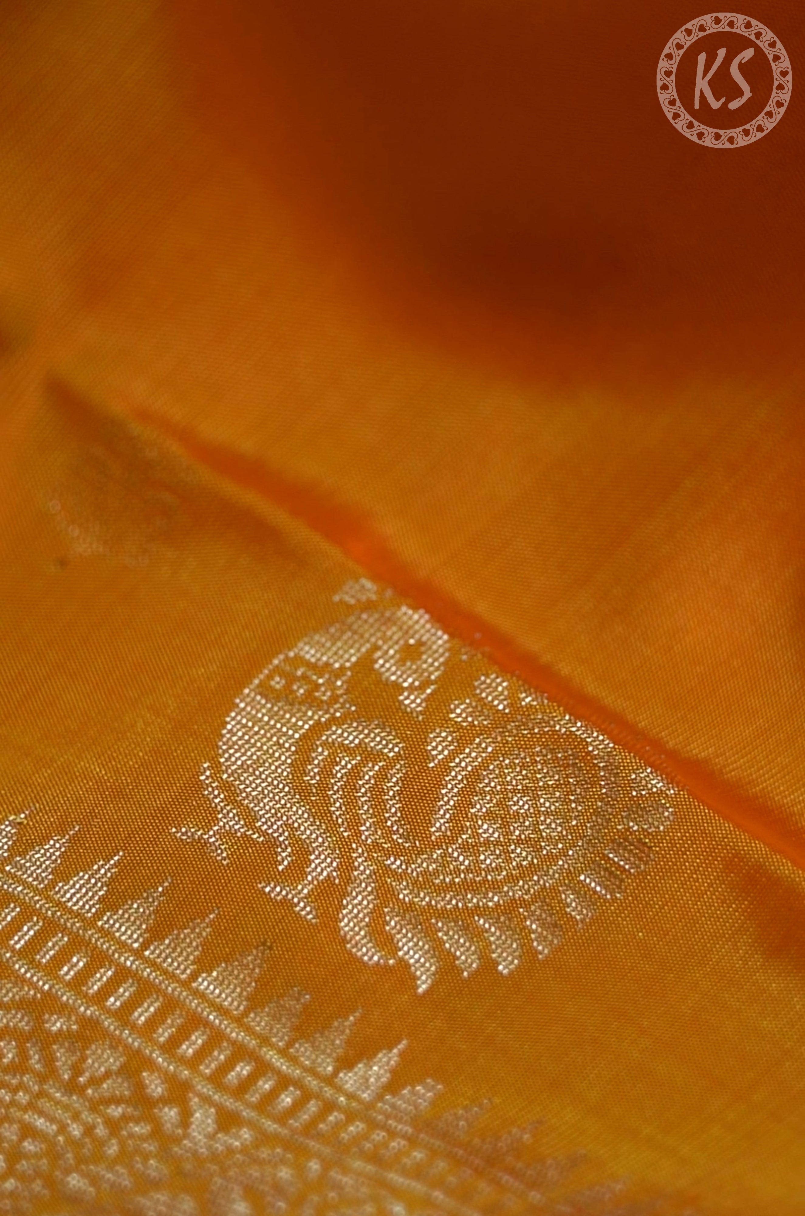 Orange Soft Silk Saree with Floral Butta
