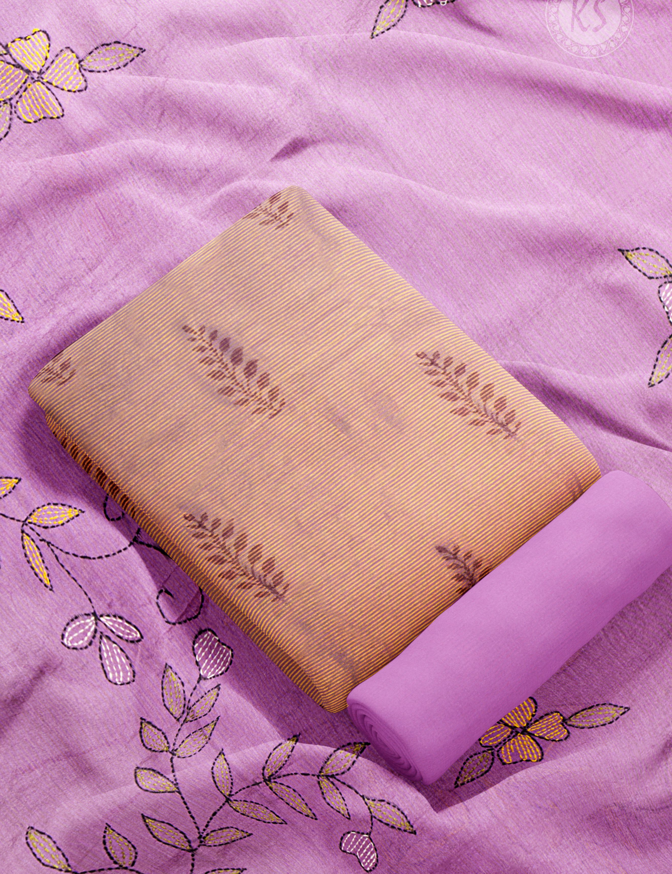 mauve-unstitched-chudidhar-set-with-leaf-design-a