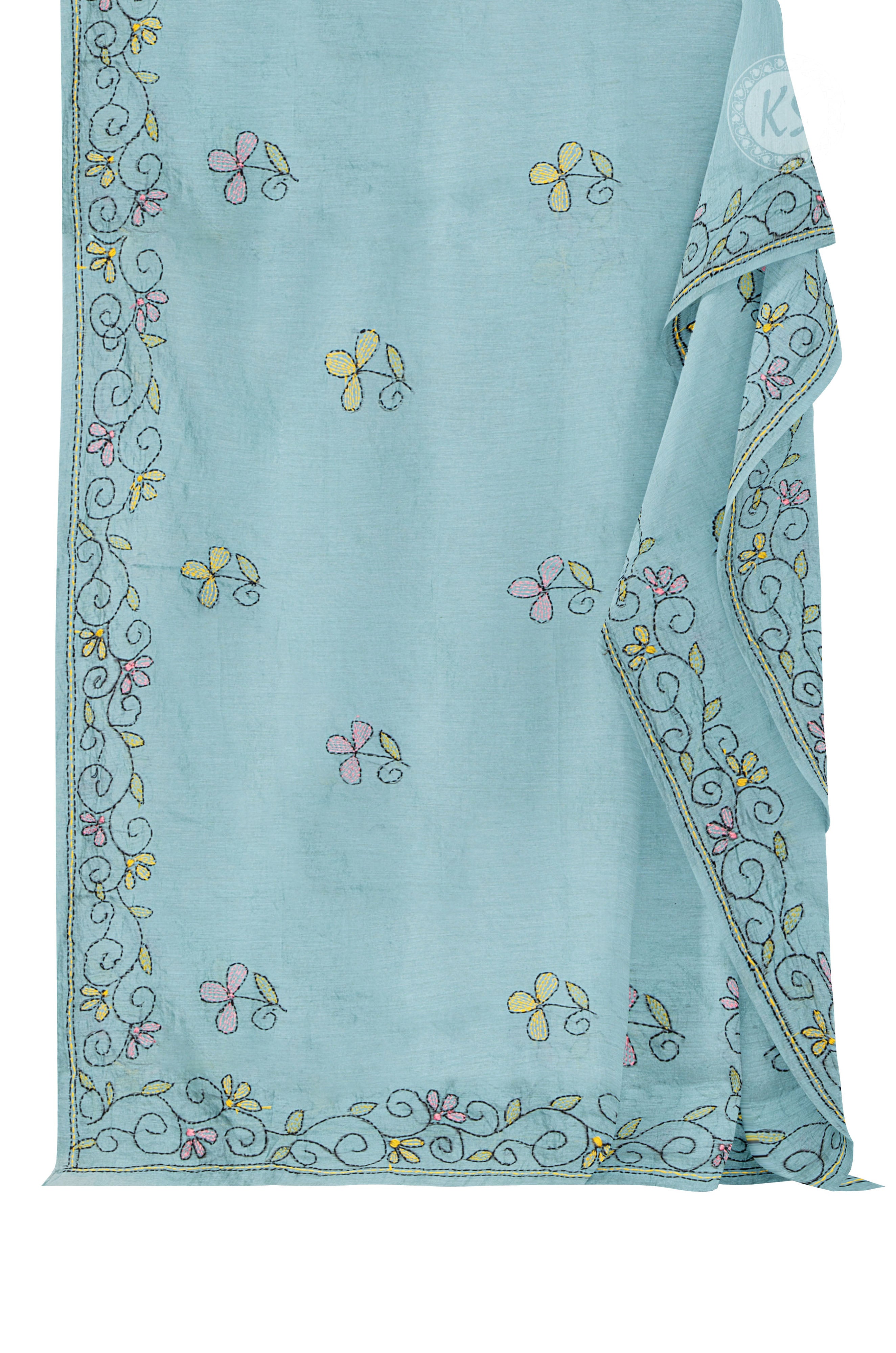 teal-green-unstitched-chudidhar-set-with-tree-design-d