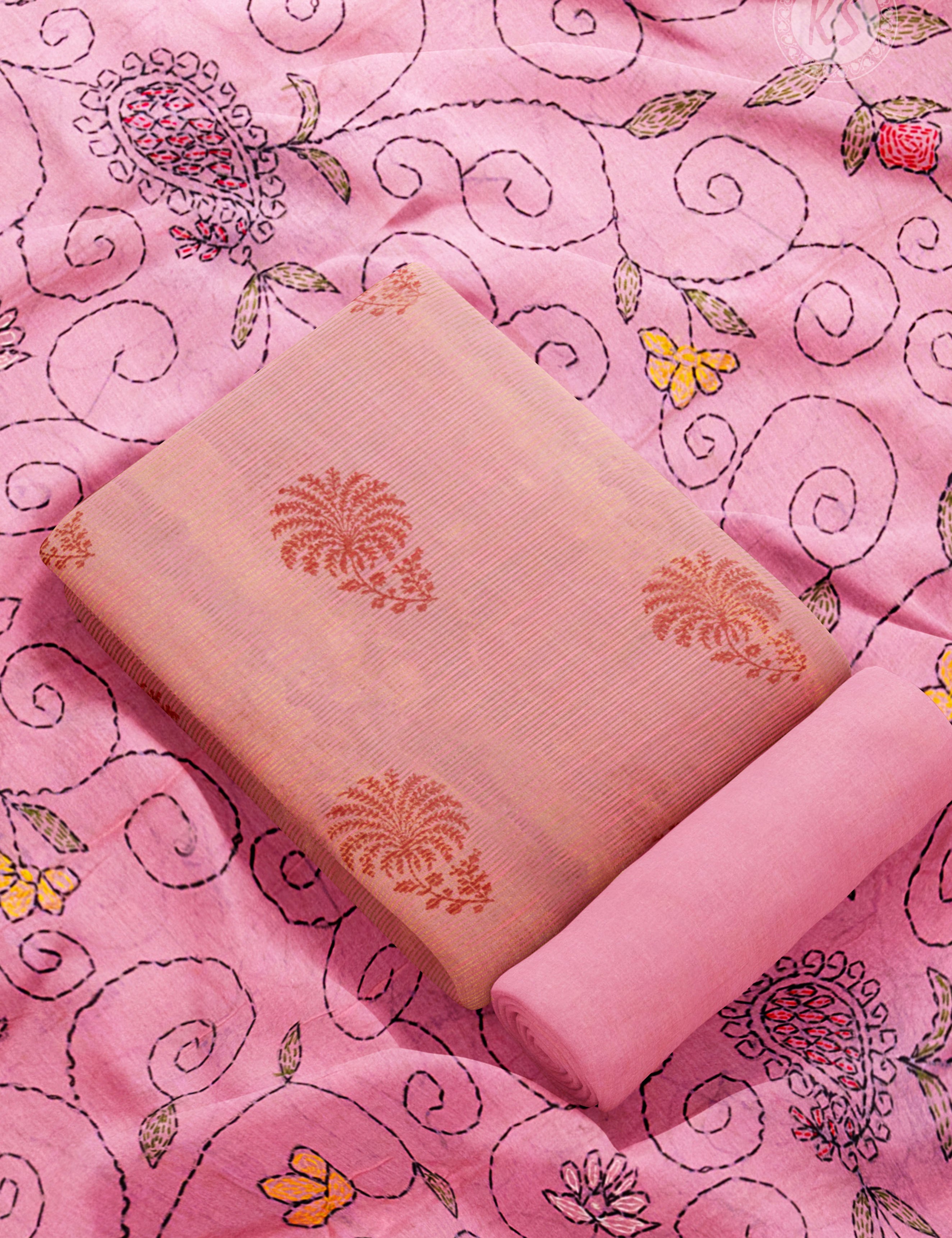 baby-pink-unstitched-chudidhar-set-with-floral-design-a