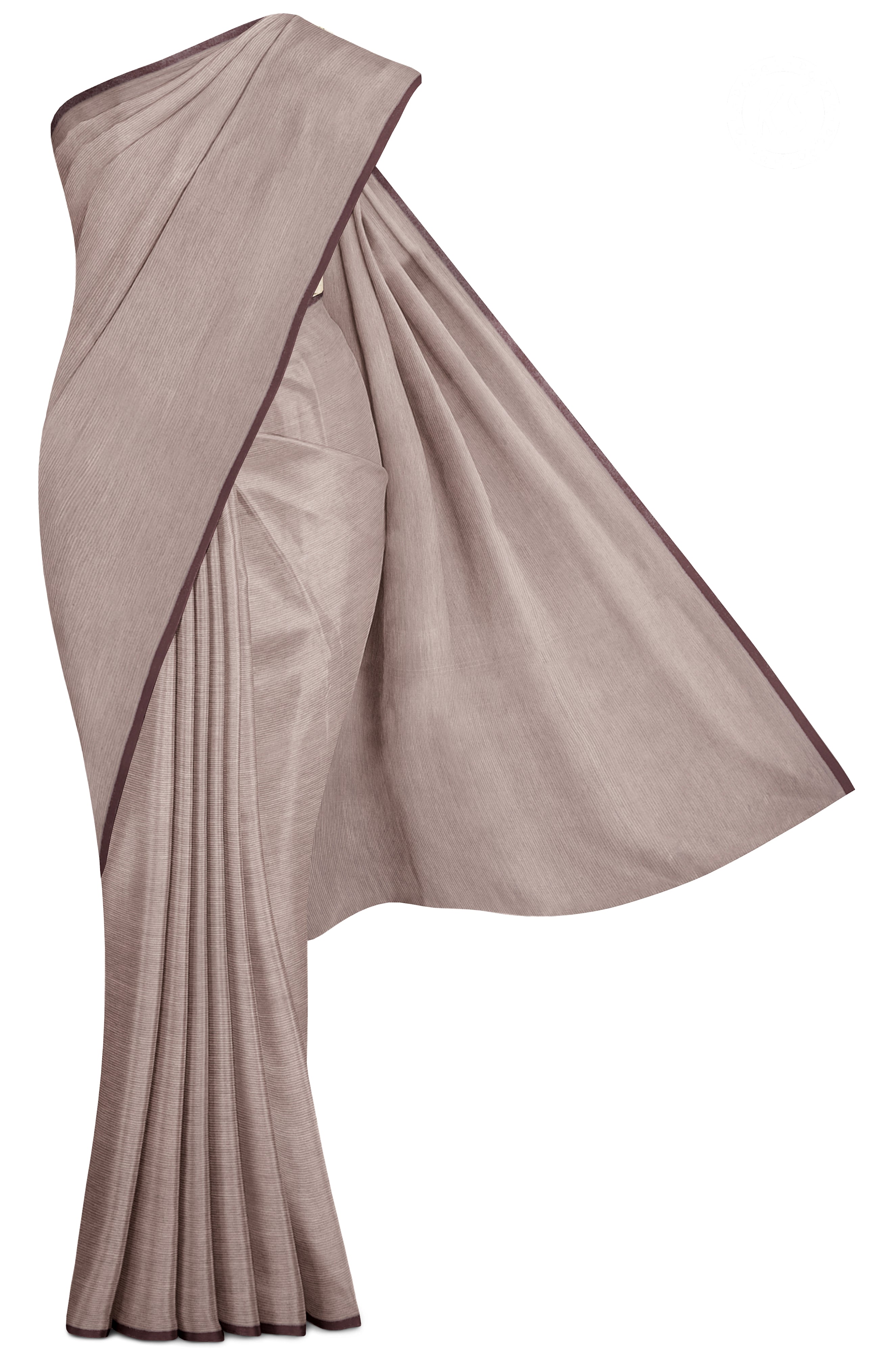 Mettalic Mauve Plain and Stripe Saree with Floral Print Blouse