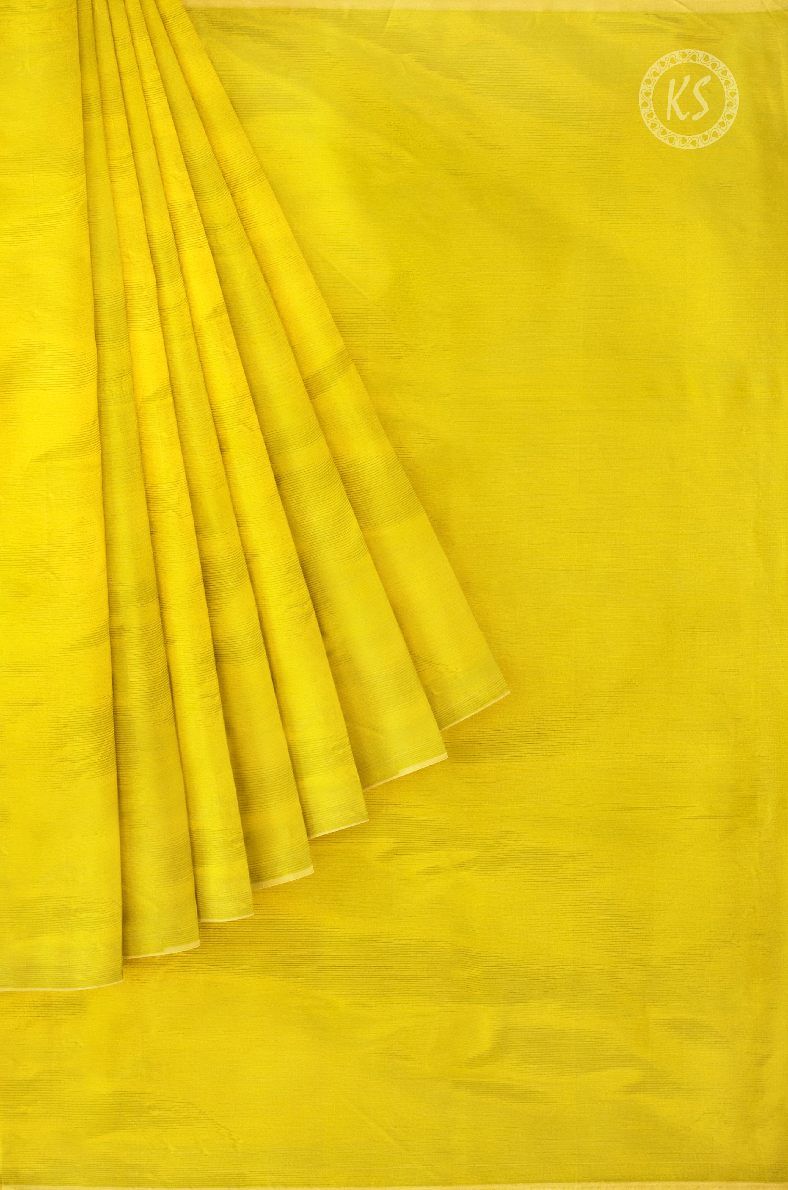 Lemon Yellow Plain and Stripe Saree With Floral Printed Blouse