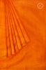 Pumpkin Orange Plain and Stripe Saree With Floral Printed Blouse