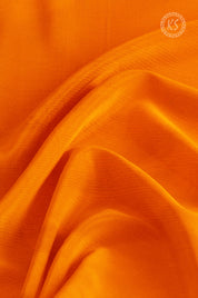 Pumpkin Orange Plain and Stripe Saree With Floral Printed Blouse