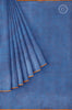 Blue Plain and Stripe Saree With Floral Printed Blouse