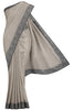 Off White Saree with Grey Cutwork Border