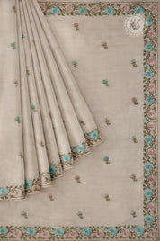 Sandal  Saree with Embroidered Border