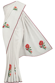 Off White Organza Saree with Floral Embroidery