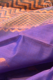 Royal Blue Leaf Butta Silk Cotton Saree