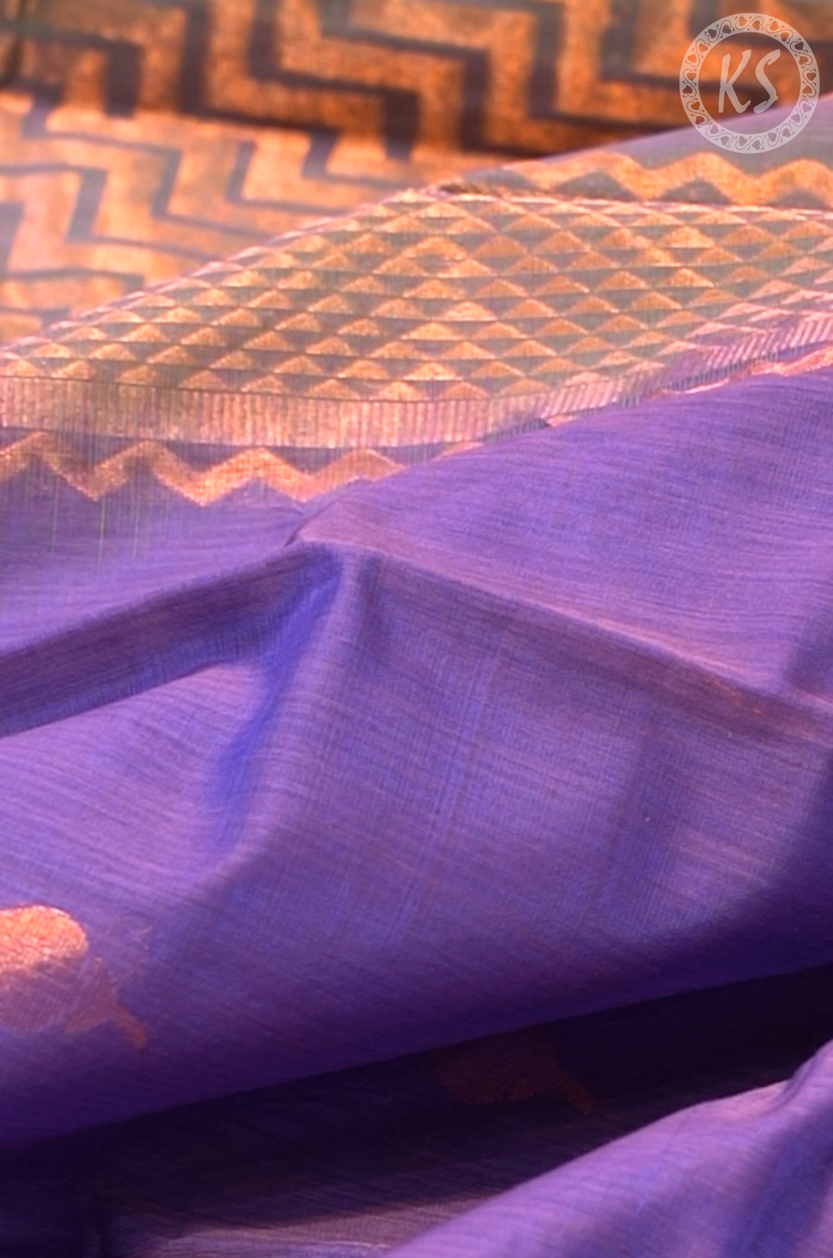 Royal Blue Leaf Butta Silk Cotton Saree