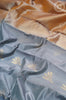 Grey Leaf Butta Silk Cotton Saree