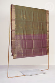 Basil Green Temple Butta Silk Cotton Saree