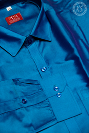 Peacock Blue Shirt With Full Sleeve
