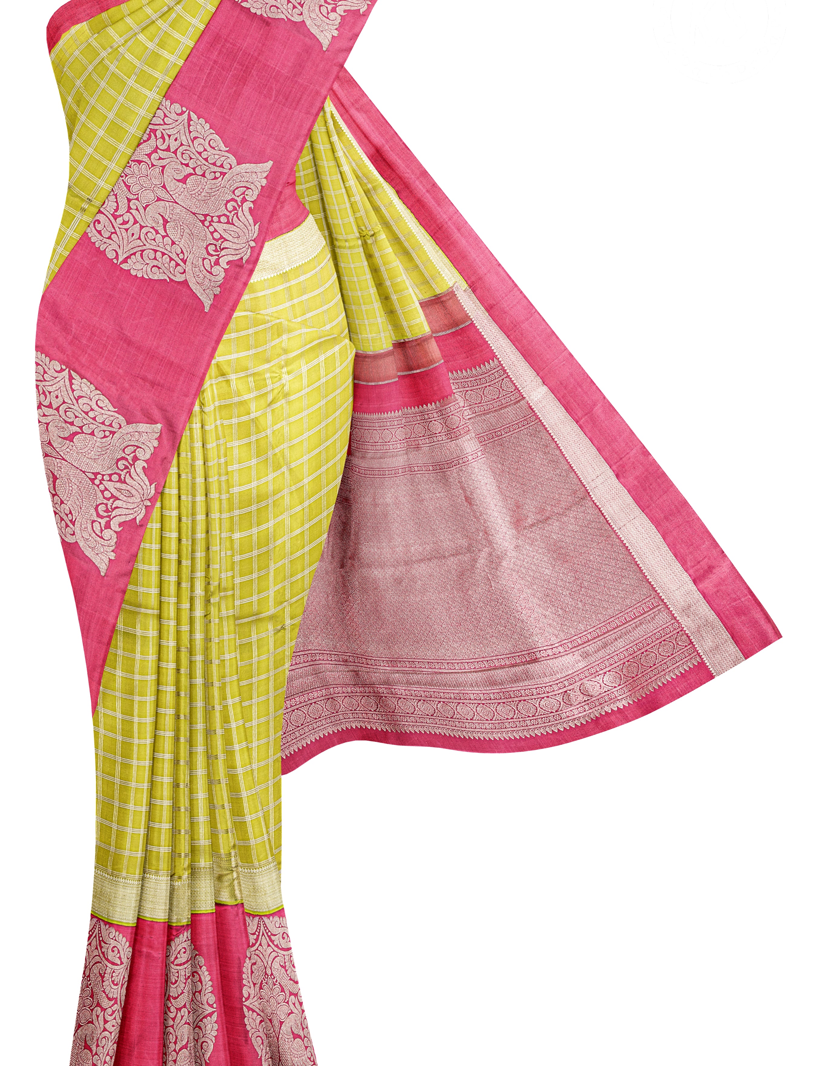 pista-green-silk-saree-with-checks-b