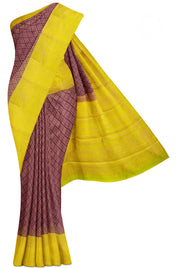 Deep Purple Silk Saree with Contrast Border