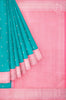 Green Silk Saree with Silver Butta