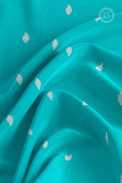 Green Silk Saree with Silver Butta