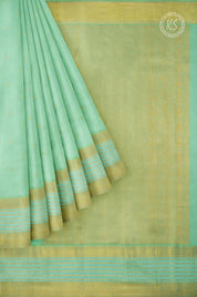 Light Green Silk Saree with Striped Border