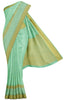 Light Green Silk Saree with Striped Border