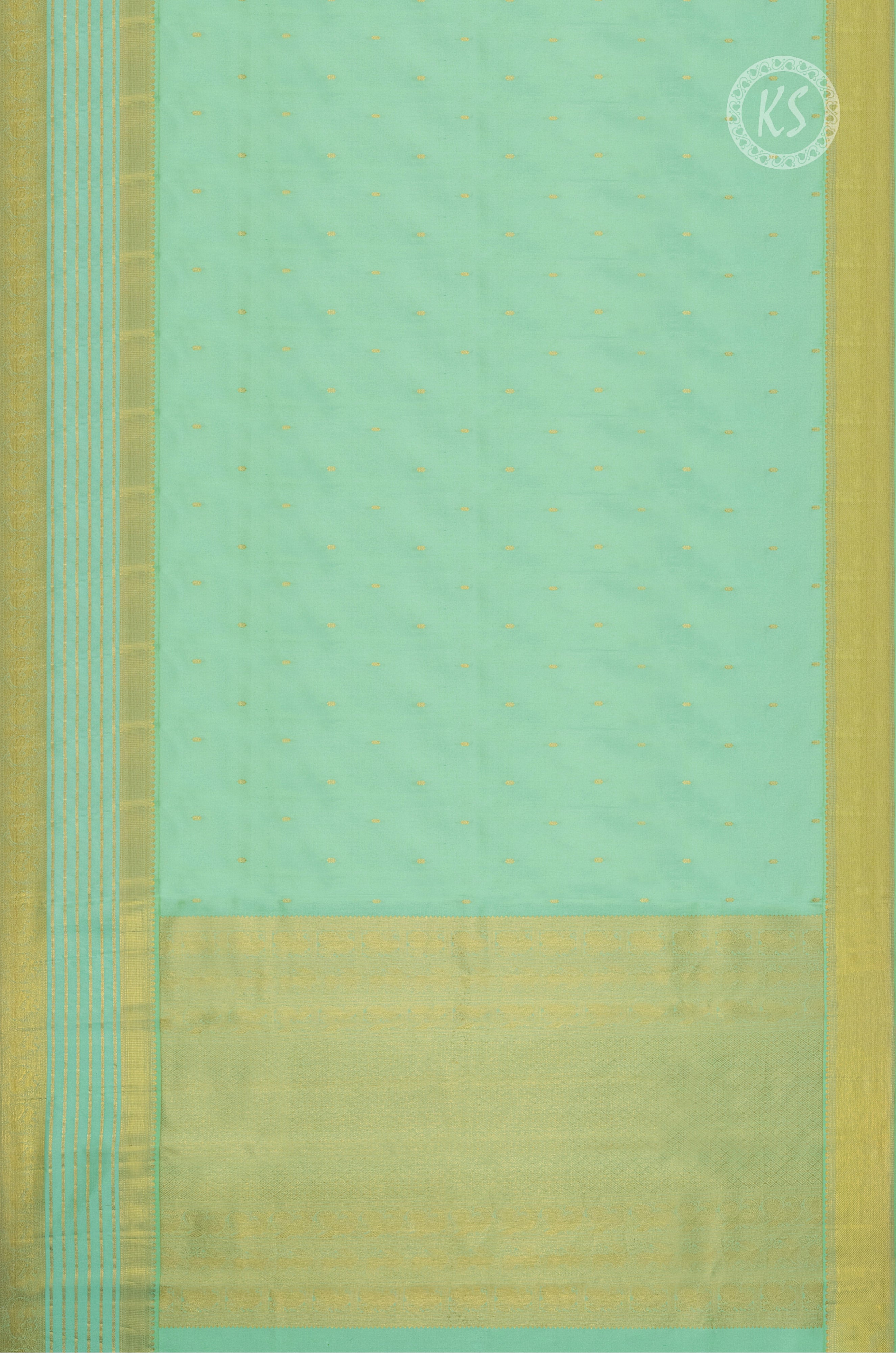 Light Green Silk Saree with Striped Border