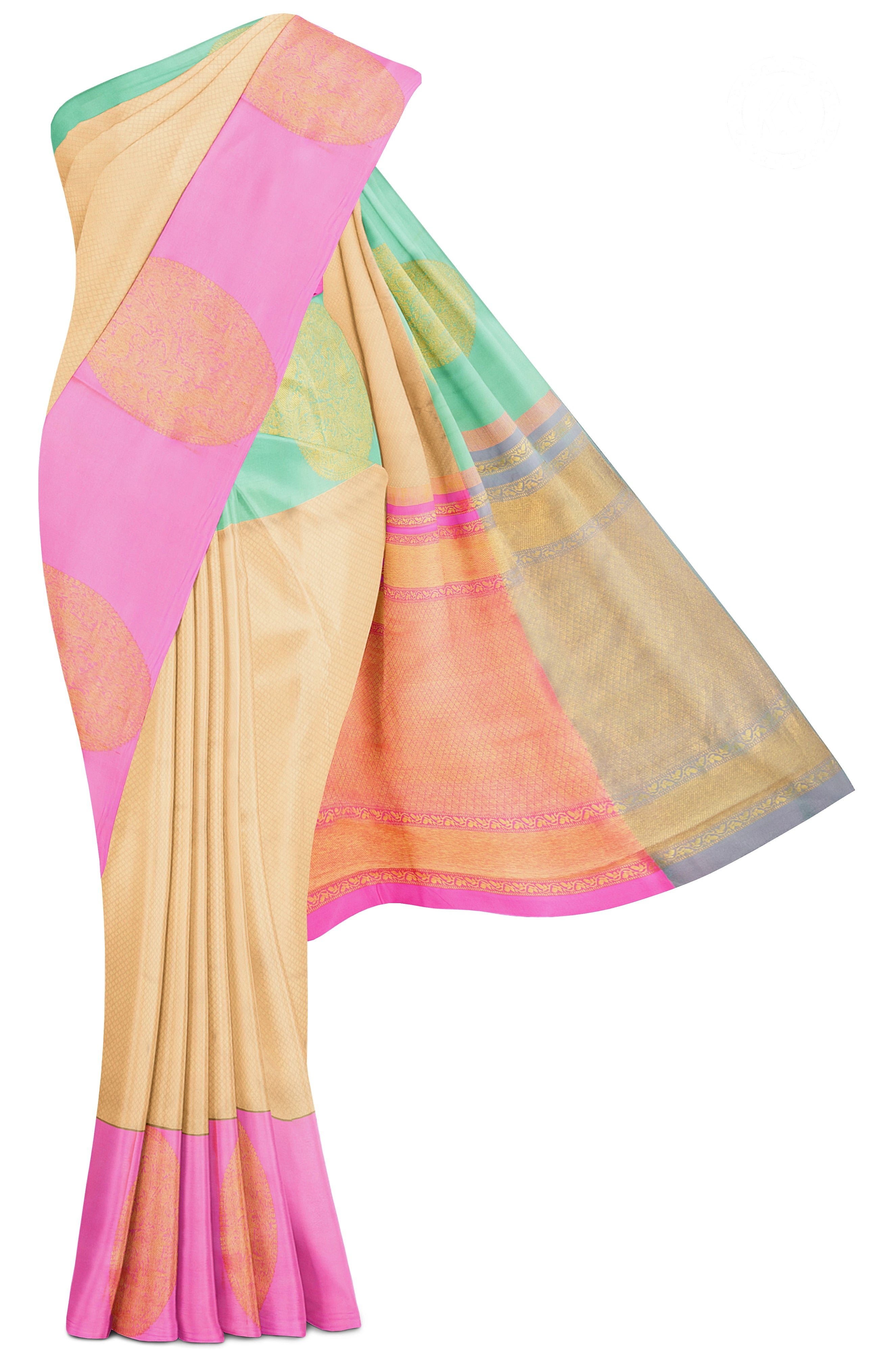 Ganga Jamuna Cream Silk Saree