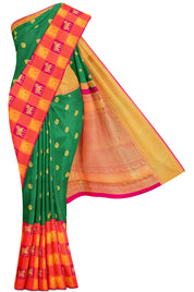 green-silk-saree-with-large-checks-border-b