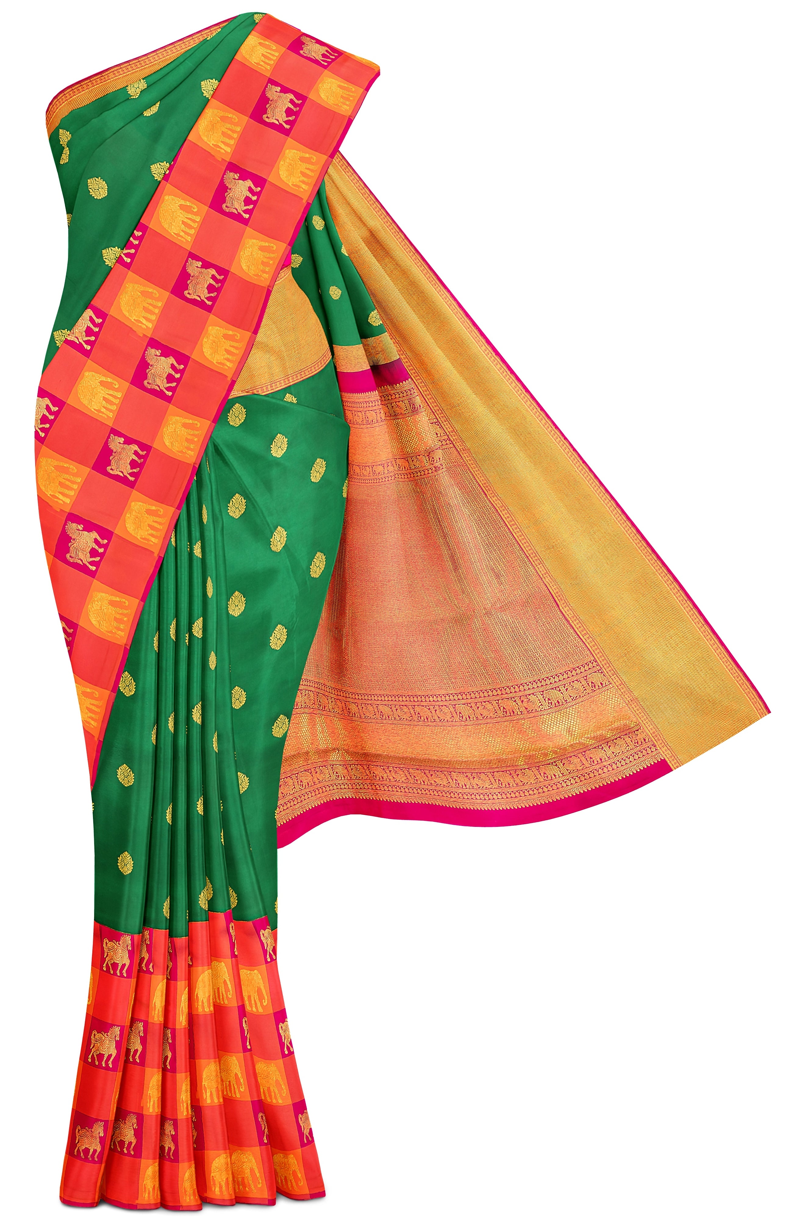 green-silk-saree-with-large-checks-border-b