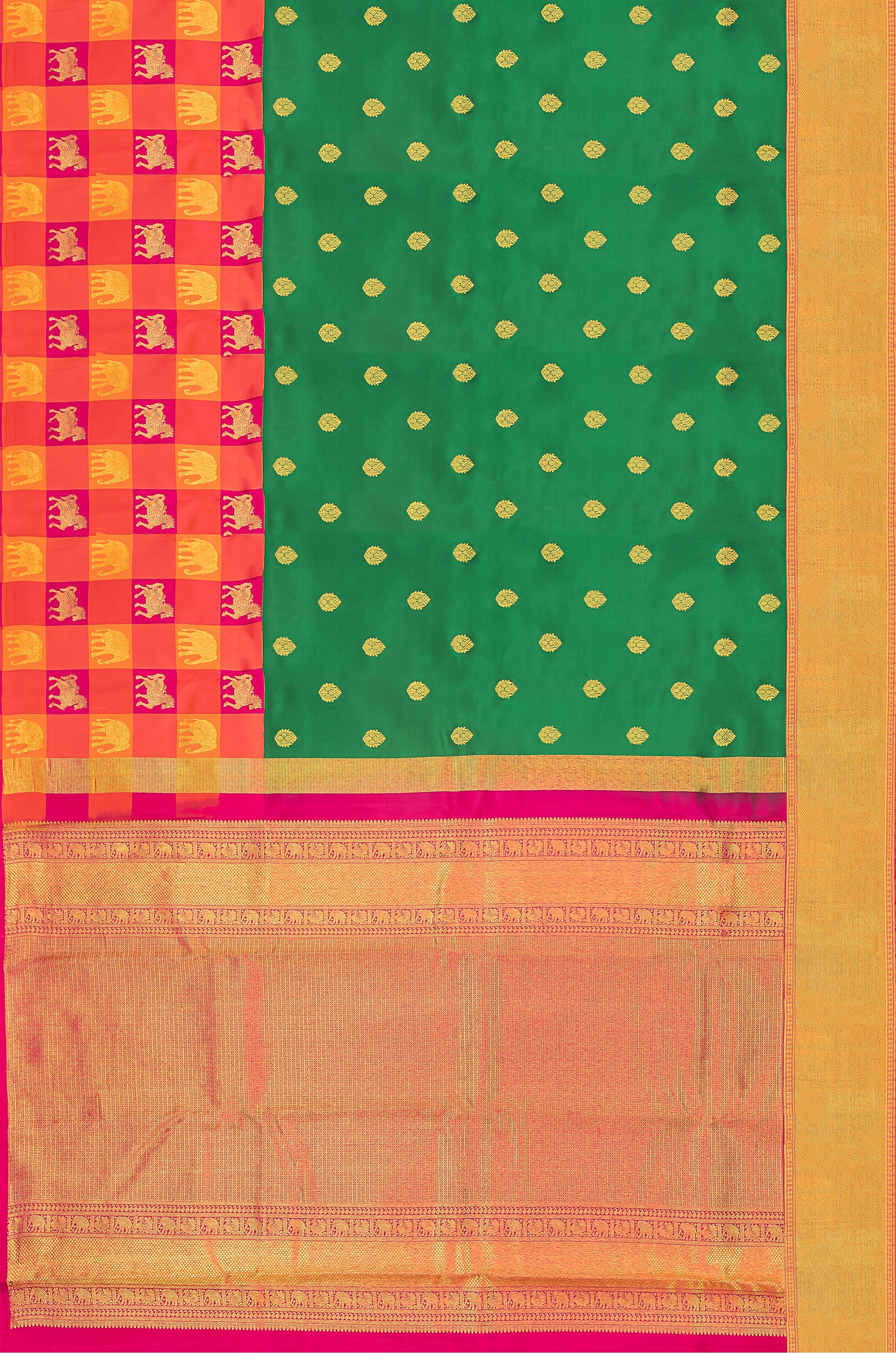 green-silk-saree-with-large-checks-border-d