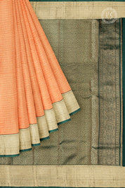 Orange Stripe Silk Saree with Contrast Border