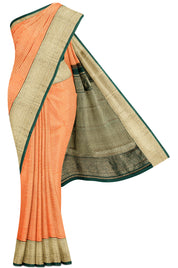 Orange Stripe Silk Saree with Contrast Border