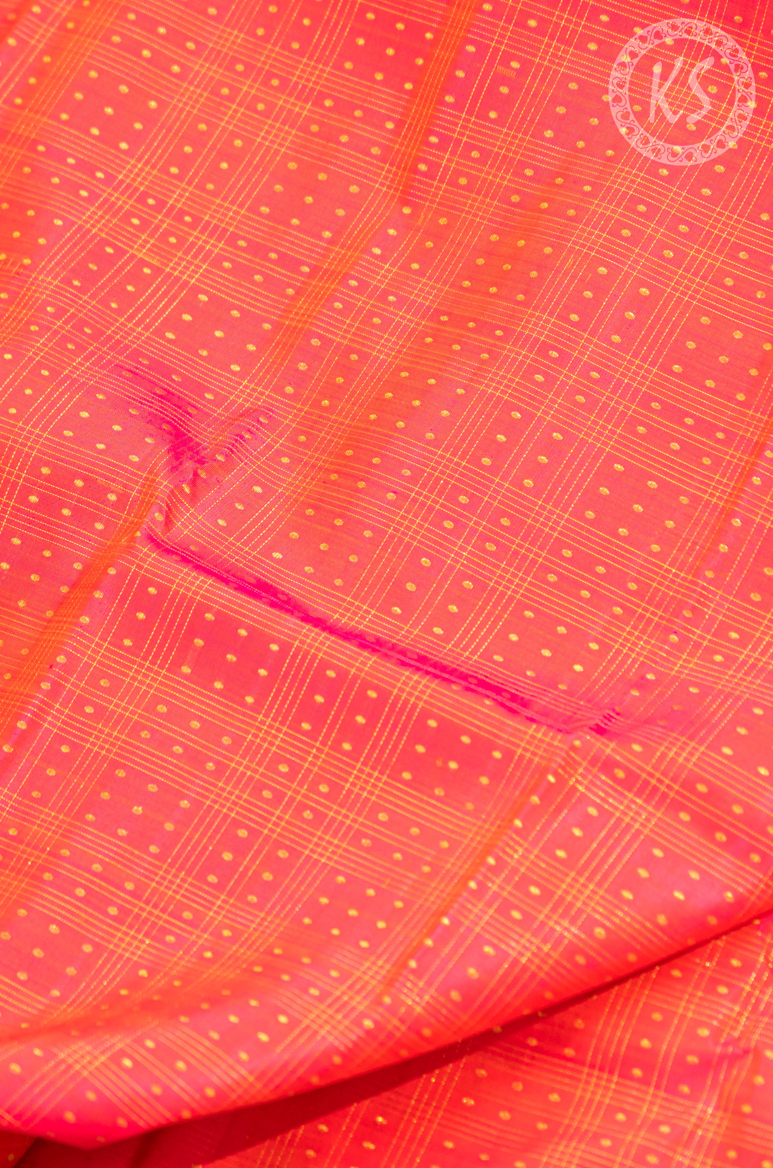 Pink Checks Silk Saree with Gold Border