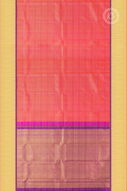 Pink Checks Silk Saree with Gold Border