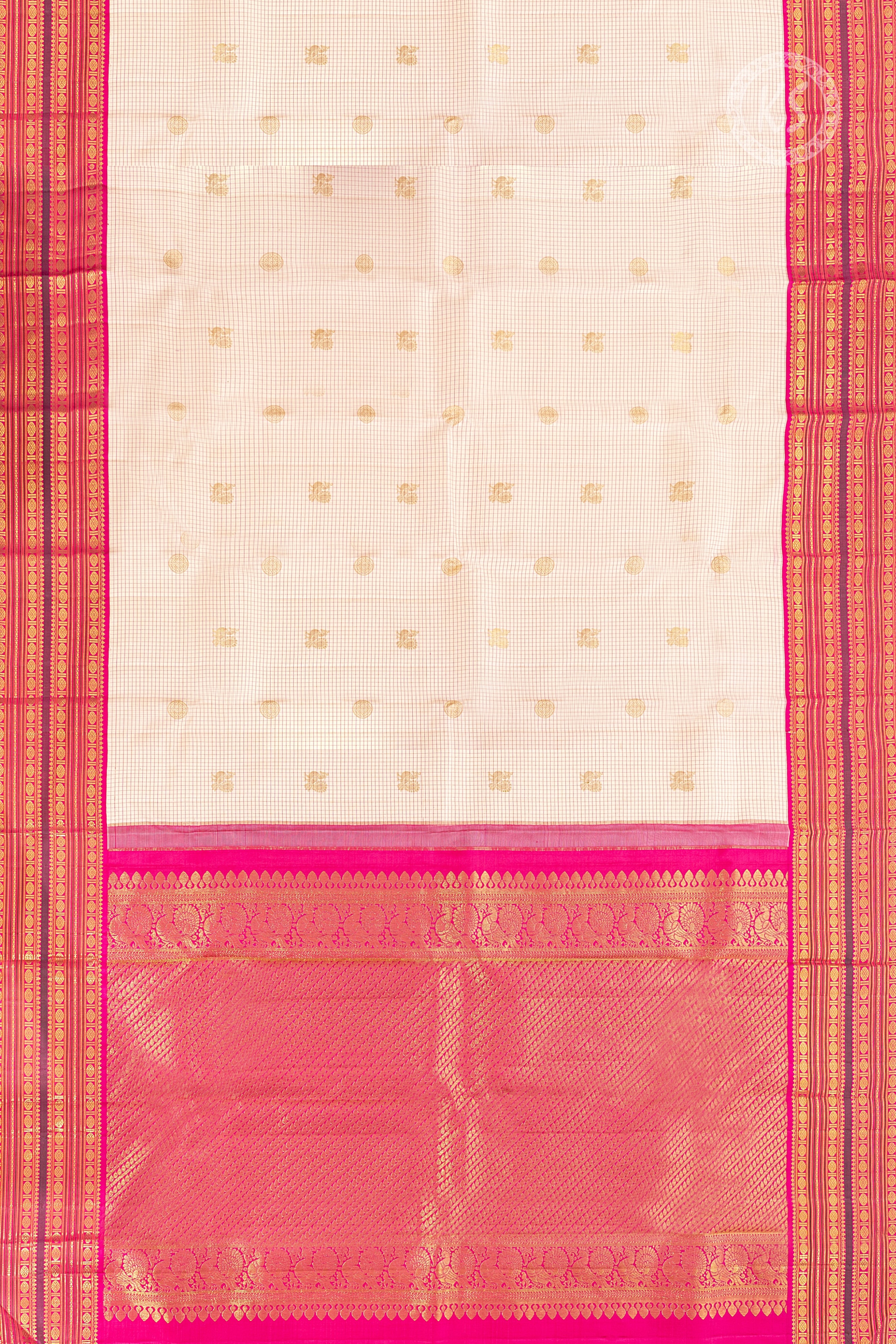 Sandal Checks Silk Saree with Mayil Butta 3