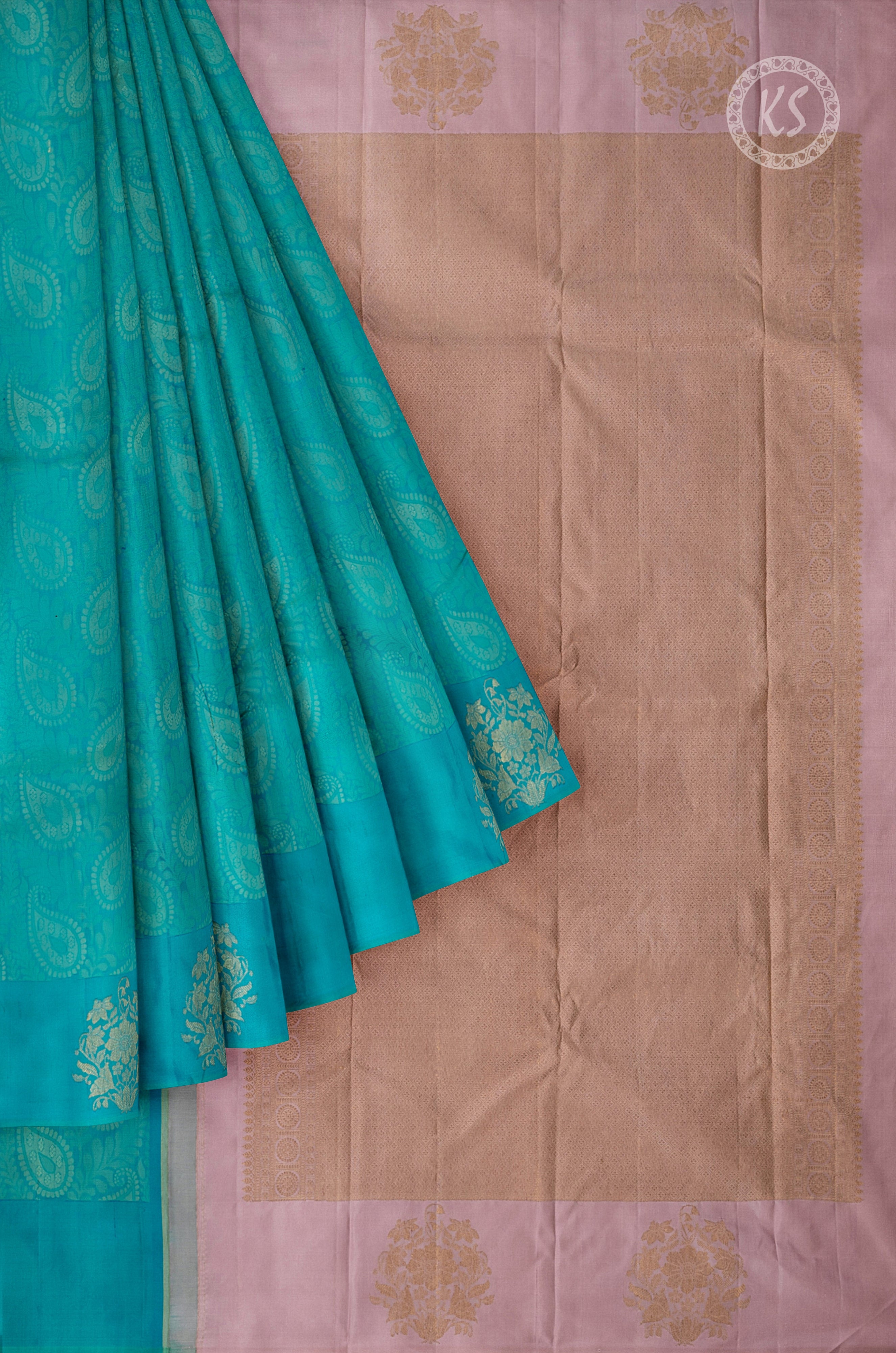 Mint Green Silk Saree with Floral