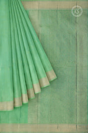 Turquoise Green Silk Saree with Silver Stripe Silk Saree