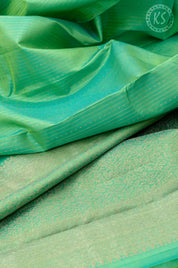 Turquoise Green Silk Saree with Silver Stripe Silk Saree